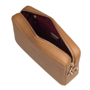 Aarni hirvennahka iso ruskea olkalaukku hopea