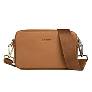 Aarni konjakinruskea kultainen olkalaukku hirvennahka