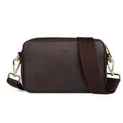 Aarni olkalaukku tummanruskea kulta hirvennahka