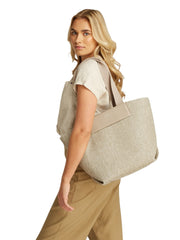 Calvin klein iso raffia punottu olkalaukku vaalea beige