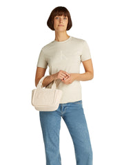 Calvin klein mini tote pieni käsilaukku kangas vaalea