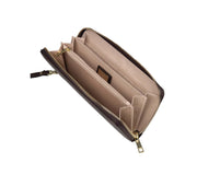 Kultainen lompakko nahka tummanruskea clutch aarni