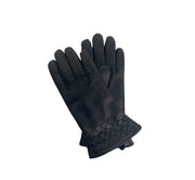 Mutka nahkahanskat mustat punottu