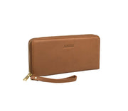 Ruskea lompakko aarni kultainen nahka clutch