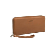 Ruskea lompakko clutch aarni hopea nahka