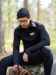 Ruskovilla unisex merinovilla musta ulkoilupaita