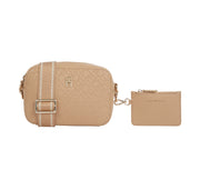 Tommy hilfiger distinct logokuvioitu kameralaukku olkalaukku safari vaaleanruskea