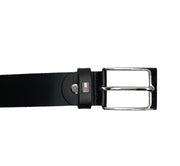 Tommy hilfiger layton musta vyö hopealla soljella