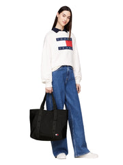 Tommy jeans musta iso kangaskassi kangas