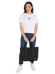 Tommy jeans tote naisten kangas iso laukku musta