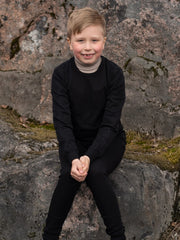 ruskovilla lasten kerrastohousut merinovilla musta