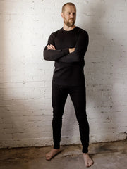 ruskovilla musta pitkahihainen merinovillapaita unisex