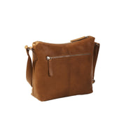 konjakinruskea keskikokoinen nahkainen olkalaukku