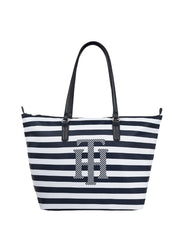 monivärinen raidallinen tommy hilfiger poppy tummansininen tote laukku