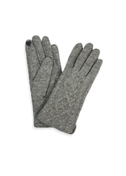 vaaleanharmaat neulotut hanskat