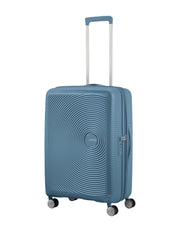 American tourister sininen pieni matkalaukku stone blue soundbox