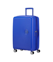 American tourister soundbox tummansininen pieni matkalaukku cobalt blue