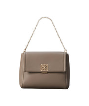 Calvin Klein Emblem Pebble pehmeä vaalea olkalaukku taupe