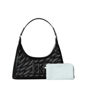 Calvin Klein Mesh Emblem pieni musta olkalaukku verkko