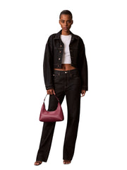 Calvin Klein punainen foil logo olkalaukku viininpunainen