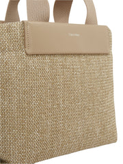 Calvin klein raffia beige punottu käsilaukku vaalea