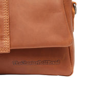 Clifden Chesterfield Brand nahka pieni olkalaukku konjakinruskea ruskea logo