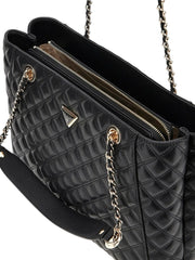 Guess Giully Tote 2 iso musta tikkikuvioitu olkalaukku