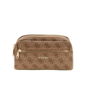 Guess ruskea toilettilaukku vaaleanruskea logokuvioitu
