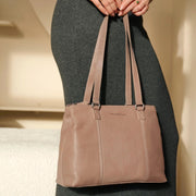 Marvos Chesterfield Brand nahka iso olkalaukku taupe
