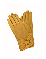 ReDesigned nahka hanskat käsineet keltaiset rusetilla