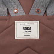 Roka London Finchley canvas pieni reppu  ruskea coco tummanruskea