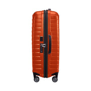 Samsonite proxis oranssi matkalaukku sivusta