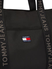 Tommy jeans musta essential repeat kangas olkalaukku