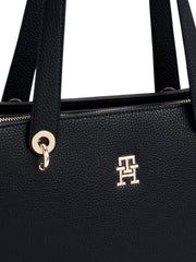 musta Tommy hilfiger emblem tote iso olkalaukku